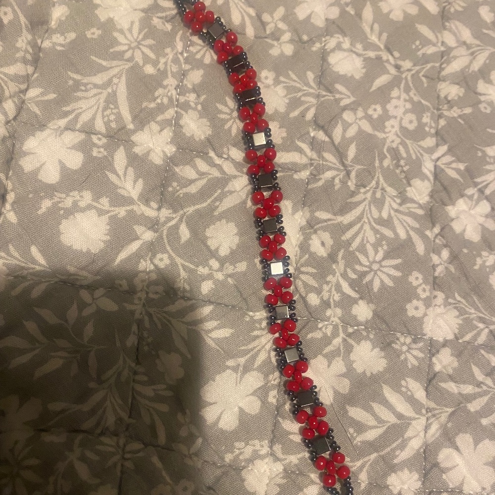 Red and black beaded bracelet